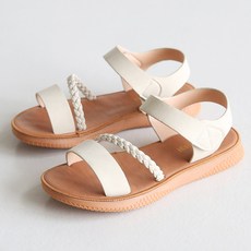 단골언니 여성용 꼬임 스트랩 푹신한 플랫 툴루즈 샌들