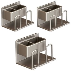 i life 雙人太空鋁牙刷置物架 消光灰 浴室壁掛收納 情侶款 免釘安裝, 3個