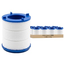 Water More 水摩爾 透明PP高密度濾棉除氯過濾器 專用替換濾芯12個 直徑3.3 x 3.4cm 12.8g 12個, 1組