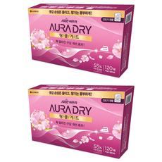 아우라 샤프란 드라이 링클가드 시트 섬유유연제 바닐라 일랑일랑 본품, 120개입, 2개