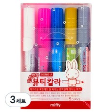 동아 미피 뷰티칼라 5종 세트, 하양, 분홍, 하늘, 금색, 은색, 3세트