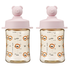 AKIOOM 幼兒小熊PPSU吸管杯, 2個, 200ml, 寶寶粉