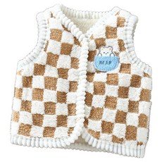 Uvely 兒童 Narubi 格紋泰迪熊刷毛冬季毛絨背心