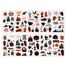 Starium萬聖節派對殭屍化妝HENNA紋身貼紙 A 10種組, 混色, 1組