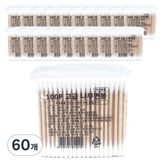 kitchen sense 高級木軸棉花棒, 60個, 100入