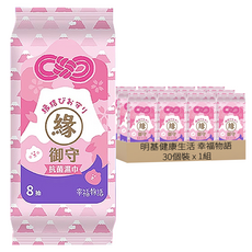 明基健康生活 幸福物語 緣御守迷你抗菌濕巾 8張, 1g, 30個裝, 1組