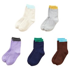 BASE ALPHA ESSENTIALS 兒童配色羅紋中筒襪 5雙組