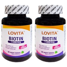 Lovita 生物素素食錠 11000mcg, 60顆, 15g, 2罐