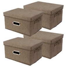 제이앤씨 다용도 수납박스, 골드브라운, 소(32 x 24 x 17.5 cm), 4개