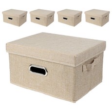 JNC 多功能收納盒, 米色, 小(32 x 24 x 17.5 cm), 5個