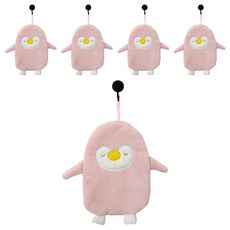 企鵝超吸水珊瑚絨擦手巾 深粉色｜柔軟吸水 可愛造型 居家生活好幫手, 5條, 1入