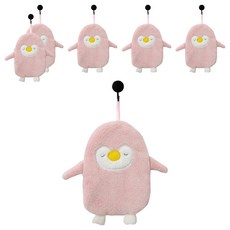 企鵝超吸水珊瑚絨擦手巾 深粉色 可愛造型 居家生活, 6條, 1入