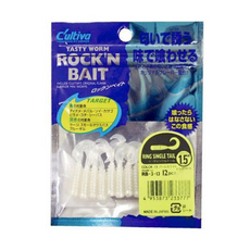 C'ultiva 誘餌 RB-3 捲尾蛆 Ring Kick Tail 歐娜 口味蠕蟲 Rock'N Bait, 白色, 1包