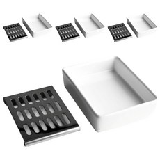 ATOSO 陶瓷不鏽鋼肥皂架 皂盤 + 托盤, 皂盤(白瓷), 托盤(銀色), 4套