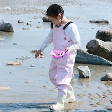 兒童款涉水褲體驗潮間帶胸筒靴, 190, 粉色