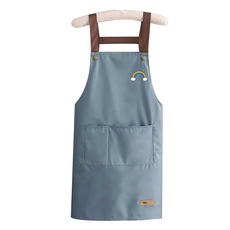 TheYeppeun 時尚圍裙腰帶皮革標籤, 彩虹藍色