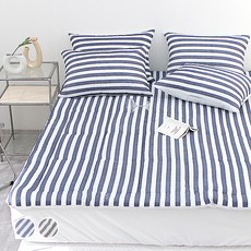 CHOUETTROOM 條紋床墊+枕頭套, 深藍色