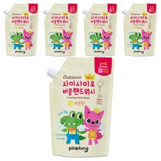 베비언스 핑크퐁 버블핸드워시 대용량 캡 리필 레몬향, 450ml, 5개