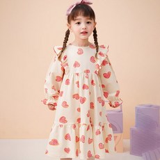 JELISPOON 女童款愛心荷葉邊洋裝