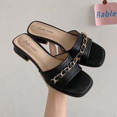 라블 여성용 체인 스트랩 미들 슬리퍼