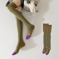 Sonio 條紋及膝襪 膝上襪 2雙