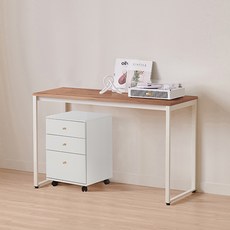 윌로우 플로우 철제 컴퓨터 가로 1200 세로 600 책상 + A타입 서랍장 세트 방문설치, 화이트+프렌치오크(책상), 화이트(서랍장)