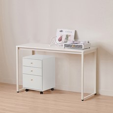 윌로우 플로우 철제 컴퓨터 가로 1200 세로 600 책상 + A타입 서랍장 세트 방문설치, 화이트(책상), 화이트(서랍장)