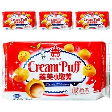 義美 小泡芙 厚奶茶, 57g, 4包