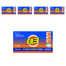 테크 간편 시트세제 일반드럼 겸용 후레쉬 브리즈향, 20개입, 5개