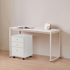 윌로우 플로우 철제 컴퓨터 가로 1400 세로 400 책상 + A타입 서랍장 세트 방문설치, 화이트(책상), 화이트(서랍장)