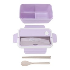 1400ml 便當盒 304不鏽鋼 分格設計 密封防漏 贈送餐具, 薰衣紫, 1個