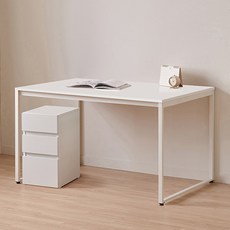윌로우 플로우 철제 컴퓨터 가로 1400 세로 800 책상 + B타입 서랍장 세트 방문설치, 화이트(책상), 화이트(서랍장)