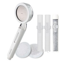 Dewbell Wise Eye 蓮蓬頭 + 蓮蓬頭濾芯 2入 + 沉積物濾芯 2入 + 活性碳濾芯 1入, 1組, 白色