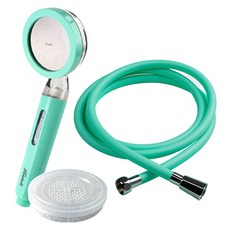 Dewbell Wise Eye寬版大面積彩色蓮蓬頭+彩色沐浴軟管 2m組, 薄荷綠, 1組