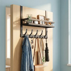 마메 무타공 선반 도어 행거 문걸이 후크 5구, 블랙, 1개