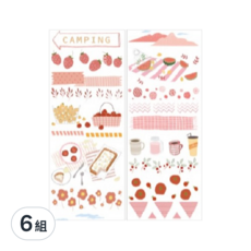 德德小品集 簡涼生活系列 和紙膠帶 70mm x 5m, 桃紅色, 6組