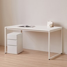 윌로우 플로우 철제 컴퓨터 가로 1600 세로 800 책상 + B타입 서랍장 세트 방문설치, 화이트(책상), 화이트(서랍장)
