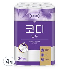 CODI 3層純天然紙漿捲筒衛生紙 30m, 30捲, 4個