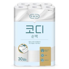 CODI 純白3層自然紙漿捲筒衛生紙 30m, 30捲, 1袋