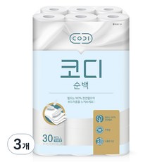 CODI 純白3層自然紙漿捲筒衛生紙 30m, 30入, 3個