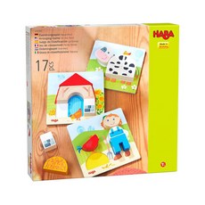 HABA 寶寶拼圖板農場 Set 17片 山毛櫸木 紙板, 1盒