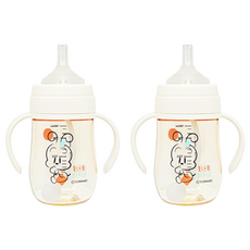 BOBDOG PPSU Bebe Chok Chok 吸管杯, 奶油白, 180ml, 2個