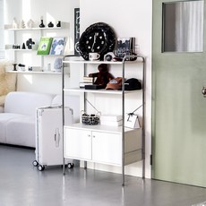 홈페리 루네어 미드센츄리 모던 선반장 4단 방문설치, 화이트