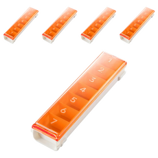 tescoma 7格一週藥盒 分裝盒 13 x 3.3 x 2cm 橘色 40g, 5個