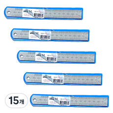 쁘띠팬시 스틸자 15cm, 혼합색상, 15개