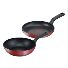 Tefal 特福 Delight 電磁爐平底鍋2件組, 紅色, 平底鍋 28cm+炒鍋 28cm, 1套