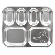 kitchen U Miffy 不鏽鋼4格餐盤, 銀色, 1個, 單品