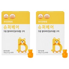 쁘띠앤 베베 슈퍼베어 멀티비타민 미네랄 구미 60p, 150g, 2개