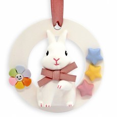 O'Pretty 歐沛媞 室內/車用 香氛擴香石掛飾 7.5 x 3cm 環形可愛兔, 無香味, 1個