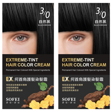 SOFEI 舒妃 EX. 何首烏護髮染髮霜, 3/0 自然黑, 2盒